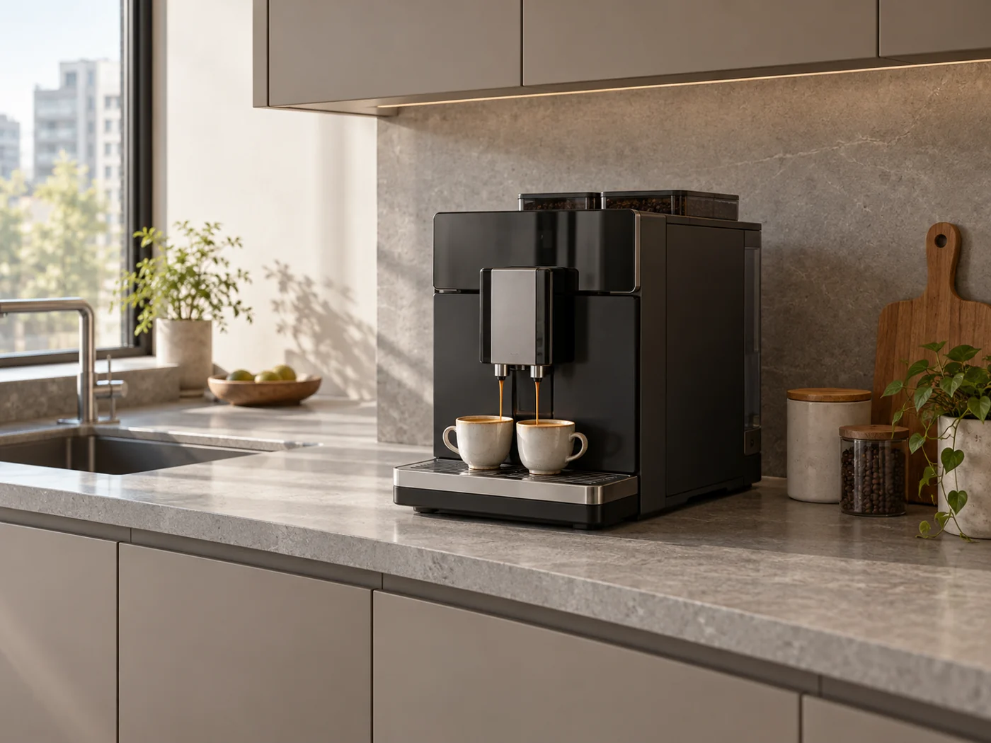 Miele CM 5510 Silence｜獨立式全自動咖啡機櫥櫃安裝生成示意