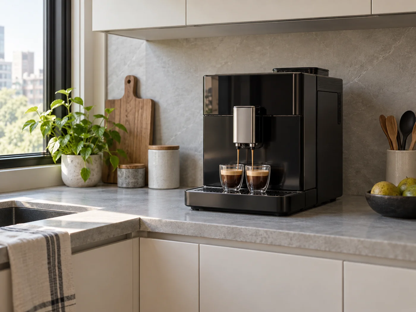 Miele CM 7550 CoffeePassion｜獨立式全自動咖啡機櫥櫃安裝生成示意