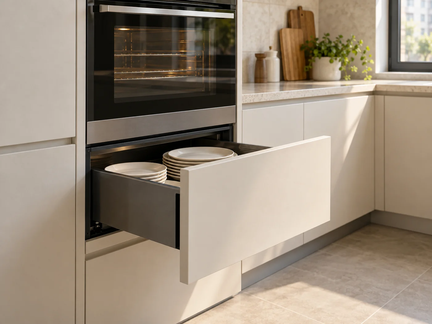 Miele ESW 7030｜嵌入式暖碟抽屜櫥櫃安裝生成示意