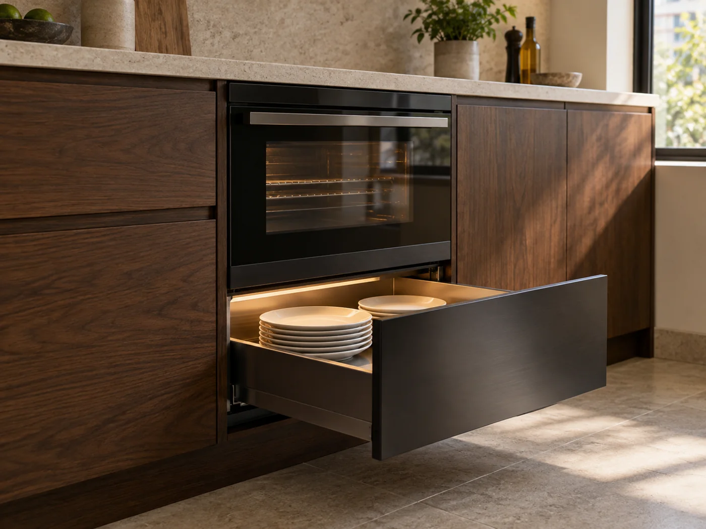 Miele ESW 7110｜嵌入式暖碟抽屜櫥櫃安裝生成示意