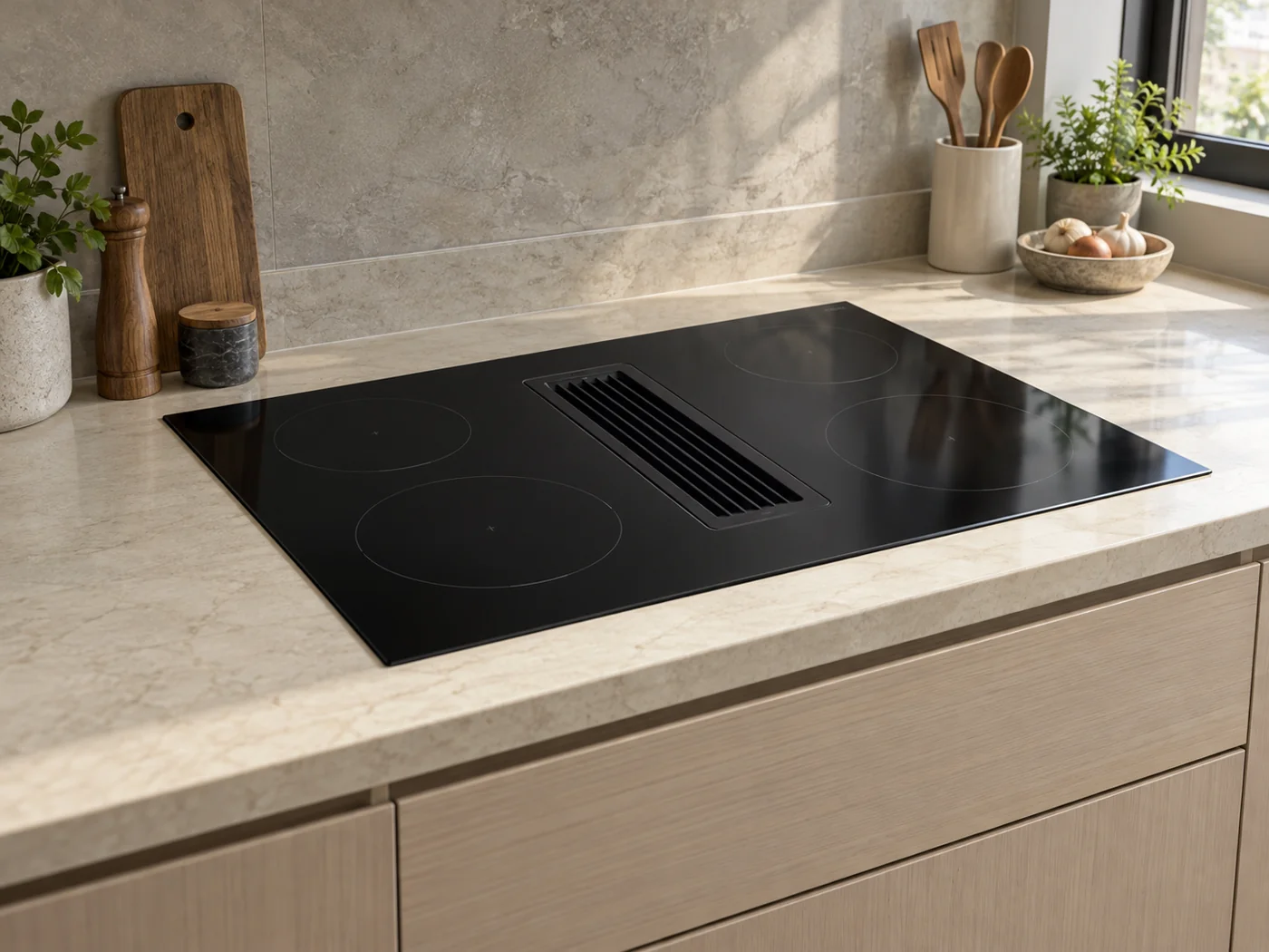 Miele KMDA 7473-1 FL Silence｜抽風感應爐櫥櫃安裝生成示意