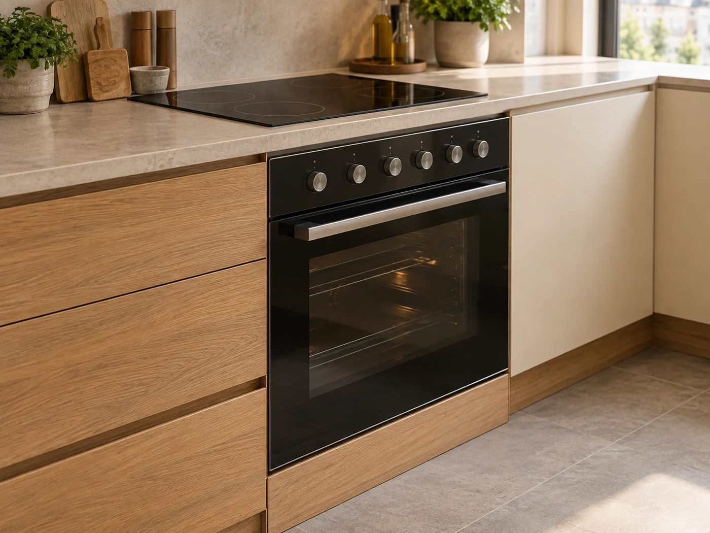 Miele H 2455 EP ACTIVE｜爐台連動型嵌入式烤箱櫥櫃安裝生成示意
