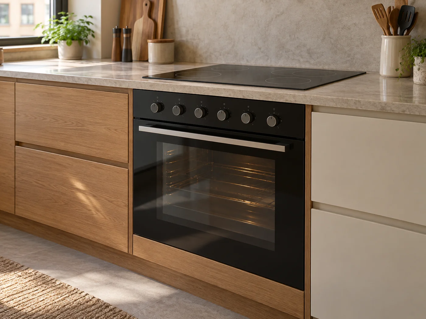 Miele H 2456 E ACTIVE｜爐台連動型嵌入式烤箱櫥櫃安裝生成示意