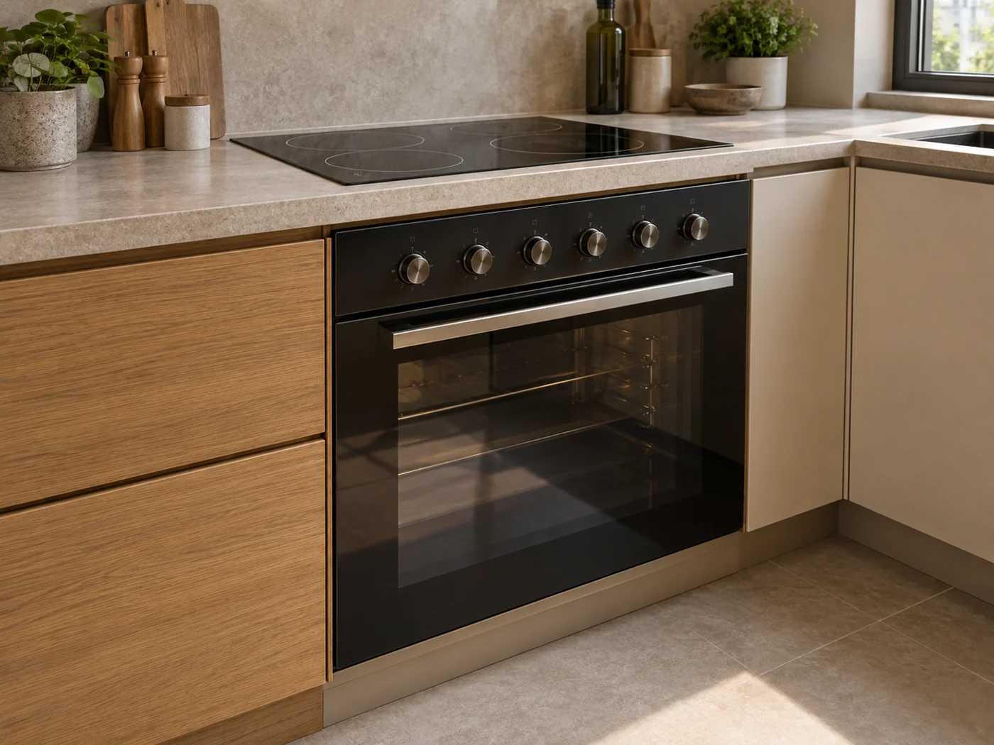 Miele H 2457 E ACTIVE|爐台連動型嵌入式烤箱櫥櫃安裝生成示意