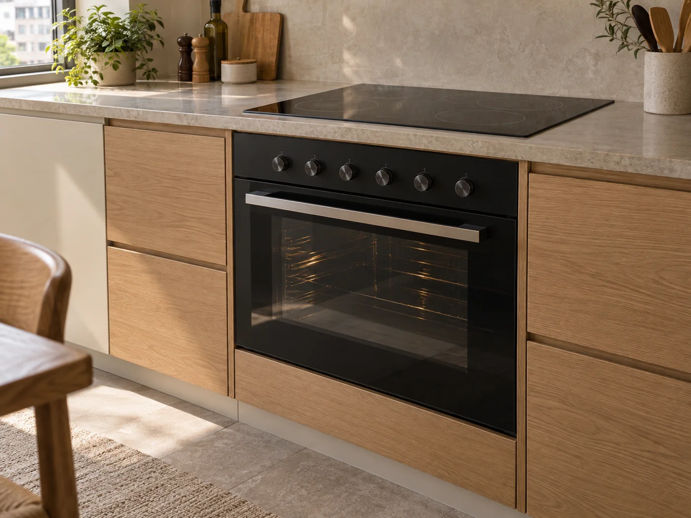 Miele H 2457 EP ACTIVE｜爐台連動型嵌入式烤箱櫥櫃安裝生成示意