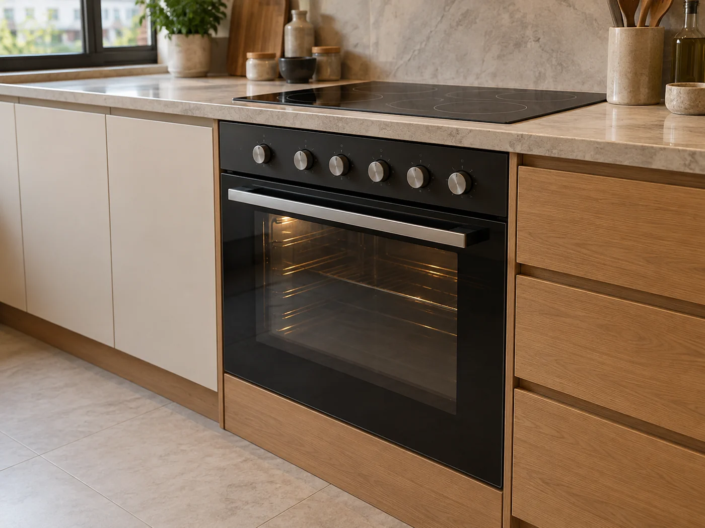 Miele H 2458 E ACTIVE|爐台連動型嵌入式烤箱櫥櫃安裝生成示意