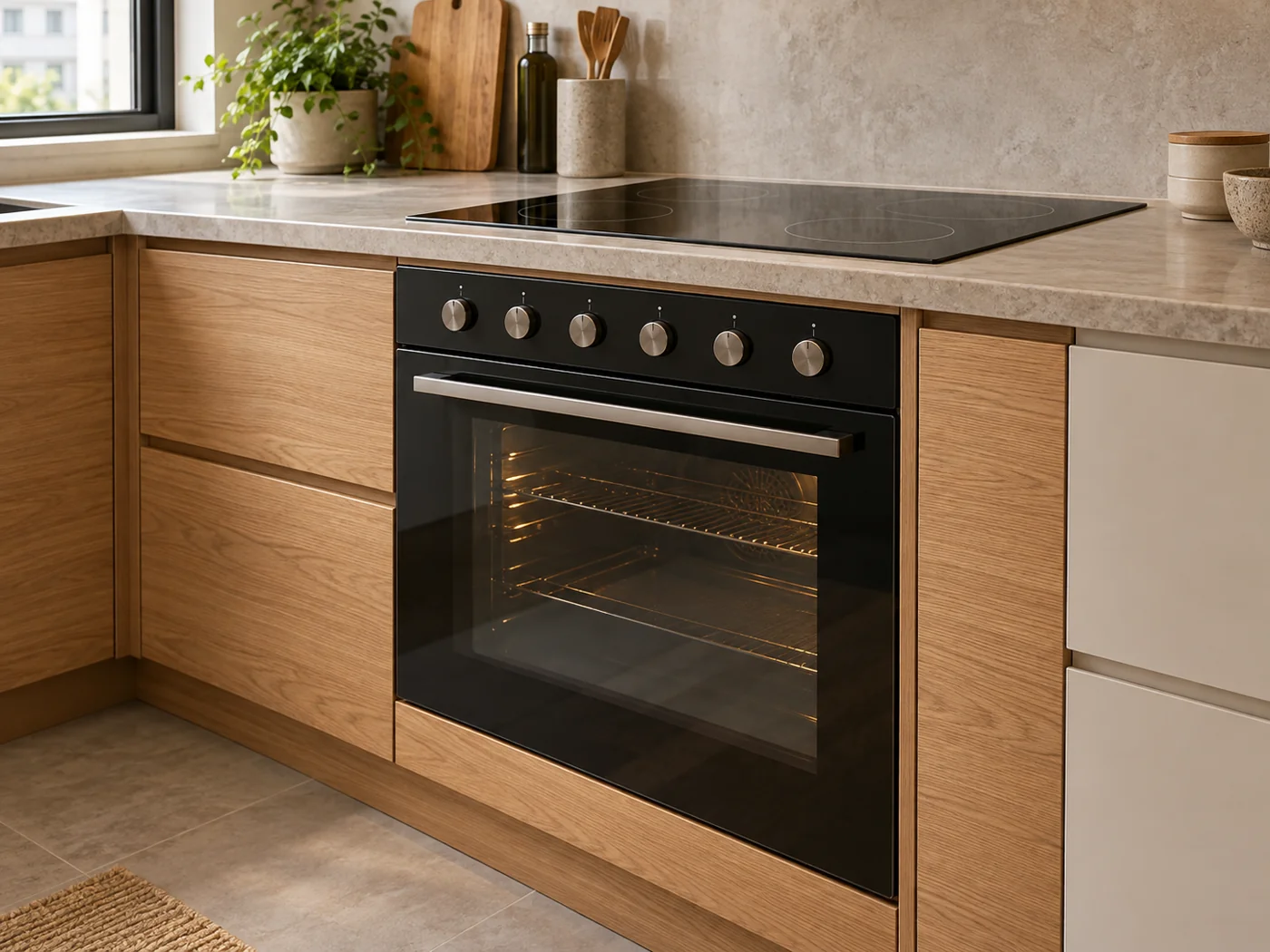 Miele H 2458 EP ACTIVE｜爐台連動型嵌入式烤箱櫥櫃安裝生成示意