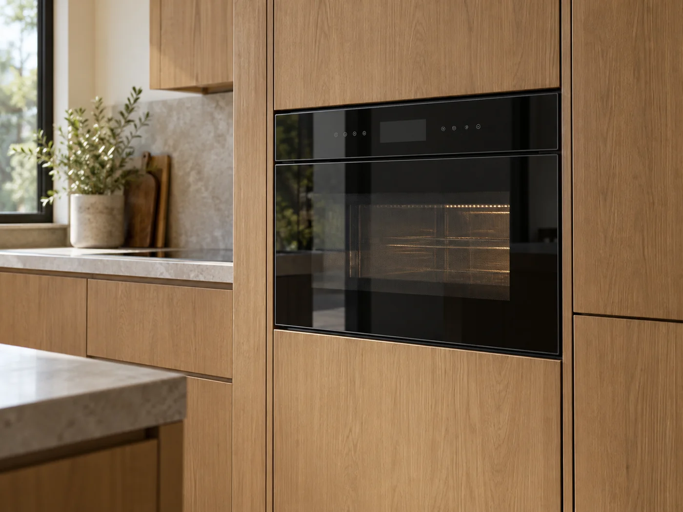 Miele H 7440 BMX|無把手嵌入式微波烤箱櫥櫃安裝生成示意