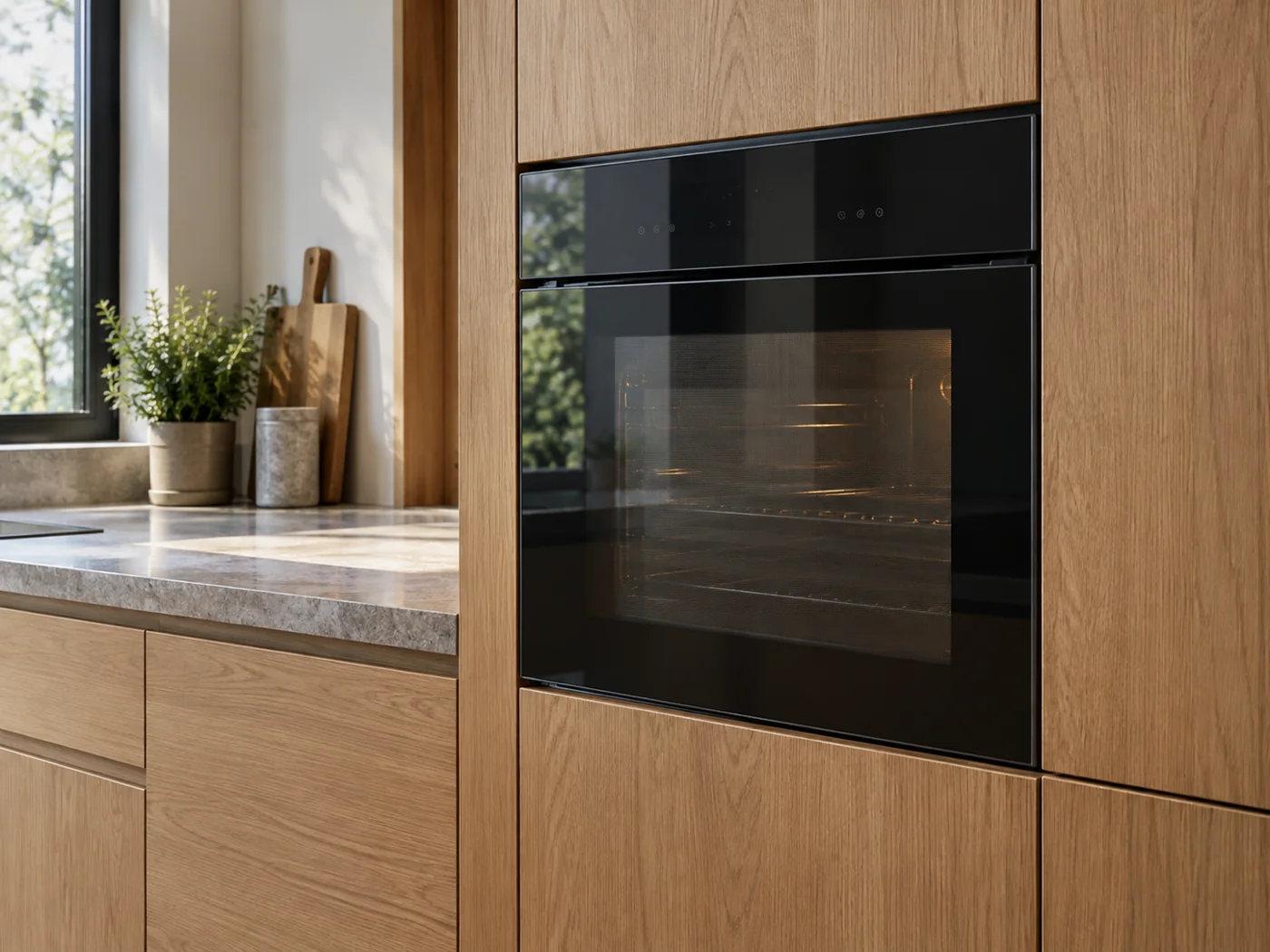 Miele H 7440 BPX｜無把手緊湊型嵌入式烤箱櫥櫃安裝生成示意