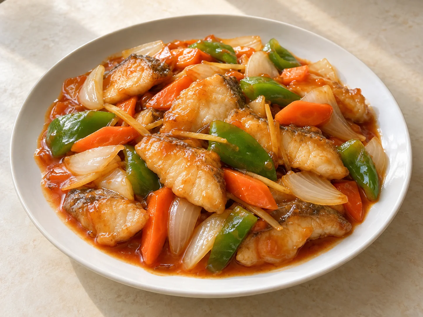 糖醋瓦片魚・AI 生成料理示意
