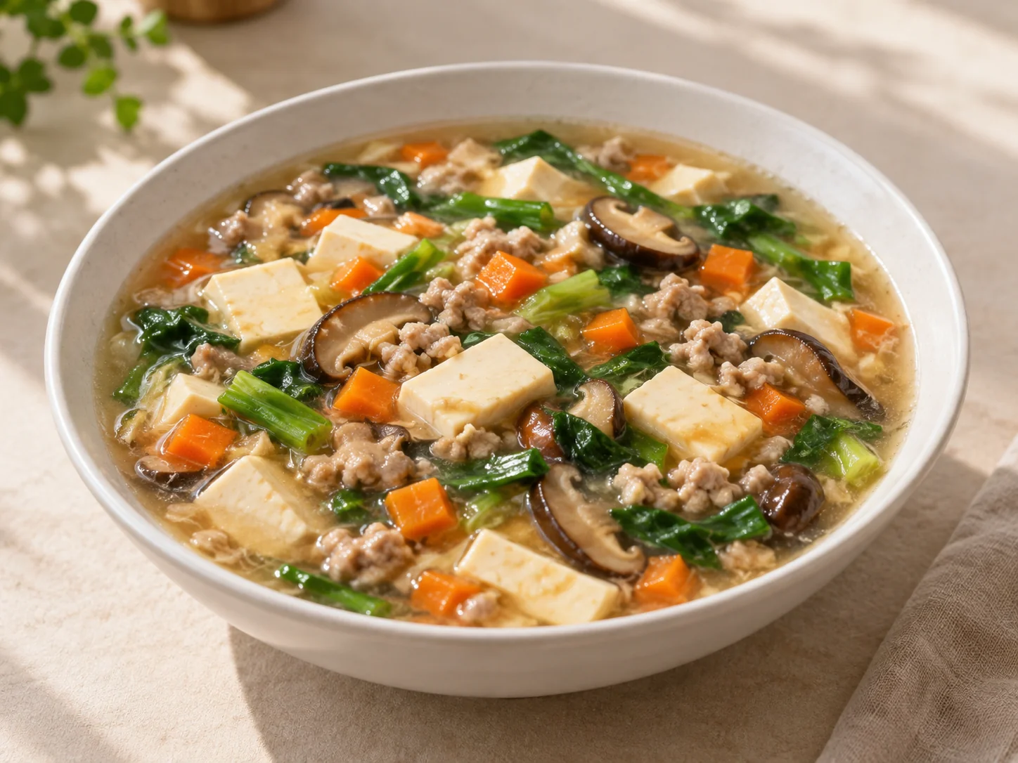 三色豆腐羹・AI 生成料理示意