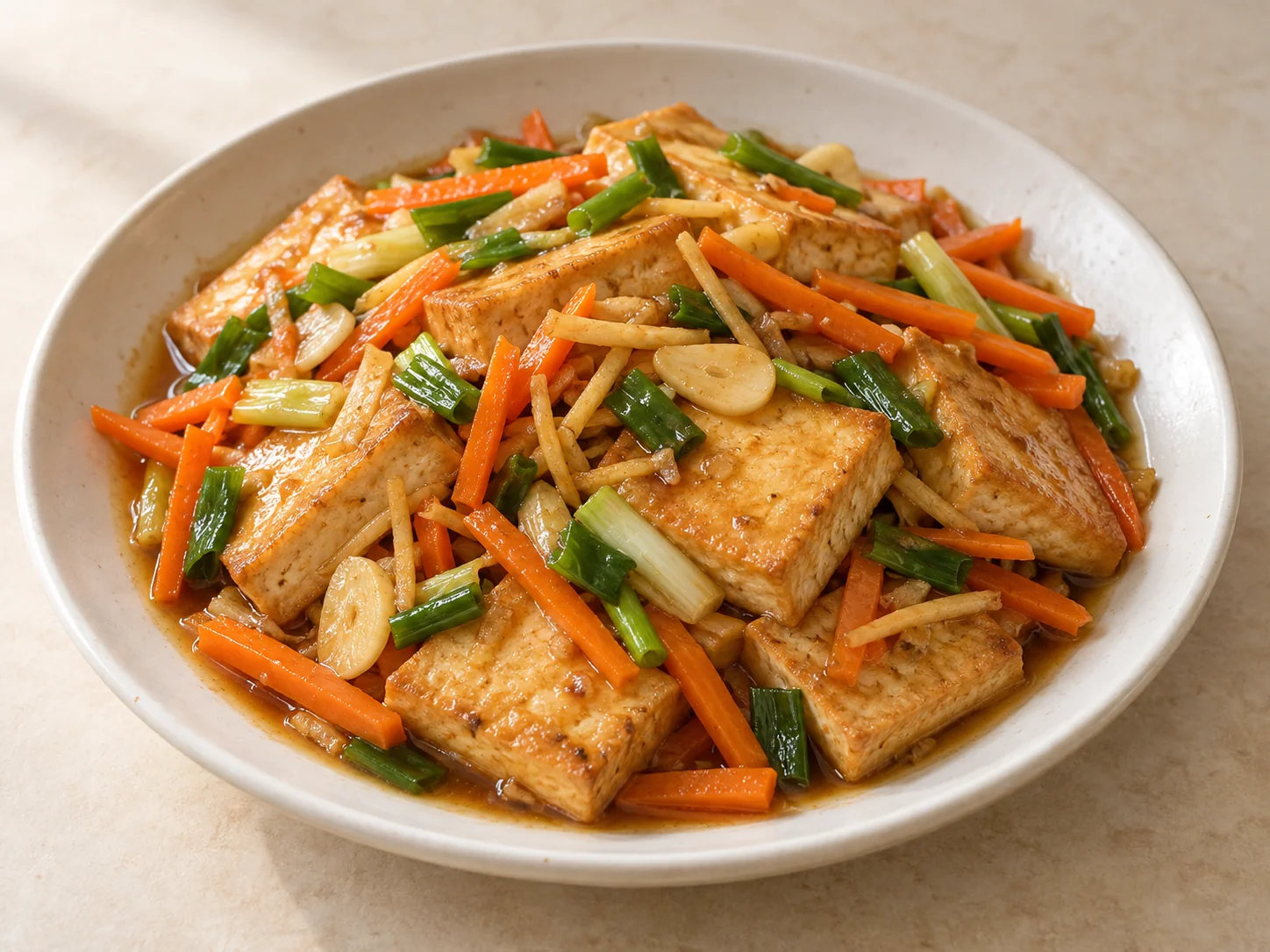 家常煎豆腐・AI 生成料理示意
